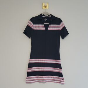 Cracked Wheat Tennis Dress Small Stripe Pocket Short Sleeve Athletic Golf Preppy